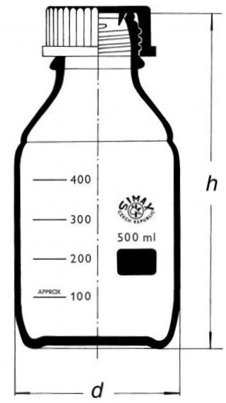 Láhev reagenční s červeným uzávěrem, SIMAX