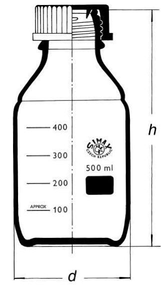 Láhev reagenční s modrým uzávěrem, hnědá, SIMAX
