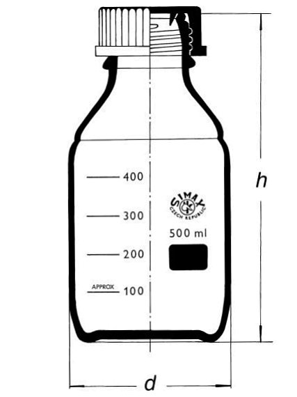 Láhev reagenční s modrým uzávěrem, SIMAX